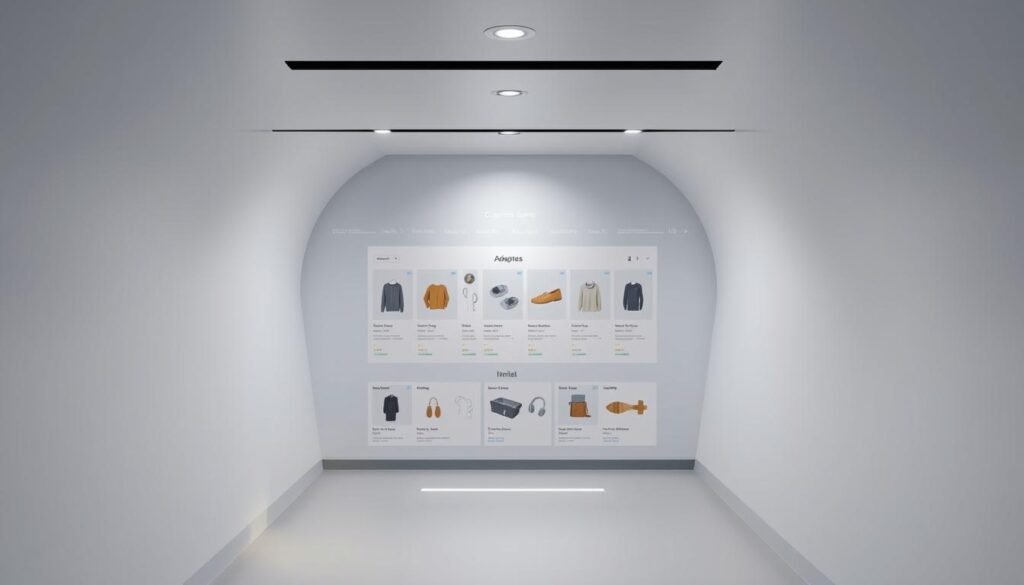 An overhead view of a well-designed adaptation parcours, or customer journey, showcasing various product types. In the foreground, a clean and minimalist layout with intuitive navigation elements, guiding the customer seamlessly through the sales funnel. The middle ground features a range of product categories, each visually distinguished with subtle yet impactful design cues. In the background, a soft, neutral color palette creates a calming atmosphere, allowing the products to take center stage. Subtle lighting accentuates the sleek, modern aesthetic, while a slightly elevated camera angle provides a comprehensive perspective of the entire customer experience. This image effectively captures the essence of adapting an e-commerce sales tunnel to different product types, conveying a sense of user-centric optimization and streamlined conversion. An overhead view of a well-designed adaptation parcours, or customer journey, showcasing various product types. In the foreground, a clean and minimalist layout with intuitive navigation elements, guiding the customer seamlessly through the sales funnel. The middle ground features a range of product categories, each visually distinguished with subtle yet impactful design cues. In the background, a soft, neutral color palette creates a calming atmosphere, allowing the products to take center stage. Subtle lighting accentuates the sleek, modern aesthetic, while a slightly elevated camera angle provides a comprehensive perspective of the entire customer experience. This image effectively captures the essence of adapting an e-commerce sales tunnel to different product types, conveying a sense of user-centric optimization and streamlined conversion.