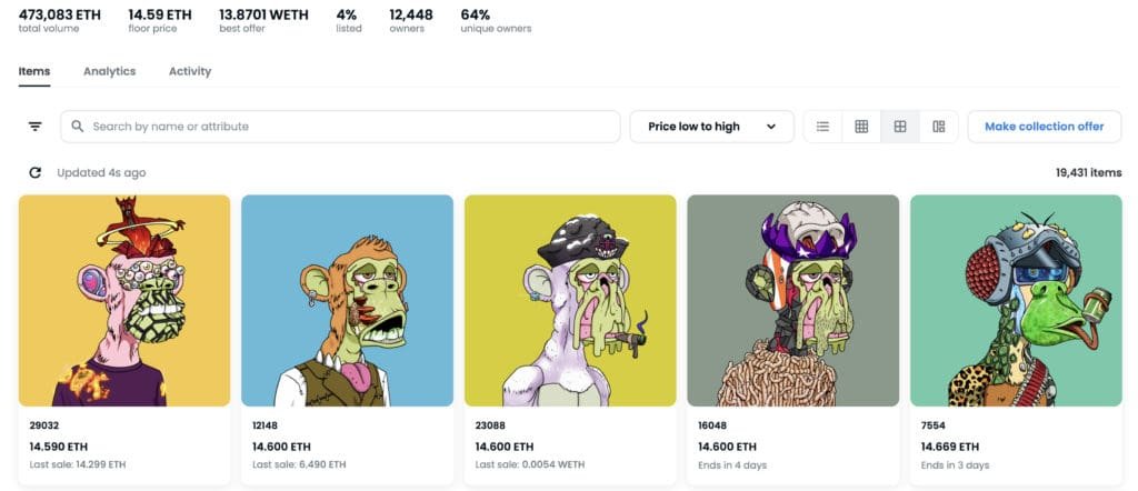 Open Sea : la marketplace de NFT numéro 1 pour acheter et vendre 1 Les NFT borded ape mutant yacht club.