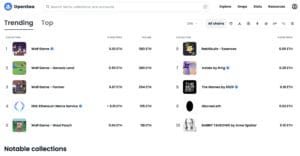 Open Sea, la plus grosse marketplace de NFT au monde.