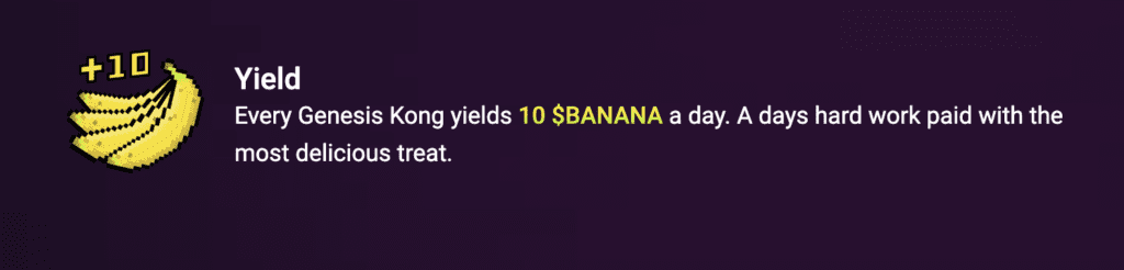 La crypto banana qui permettait de gagner de l'argent grâce aux NFT cyberkongz.