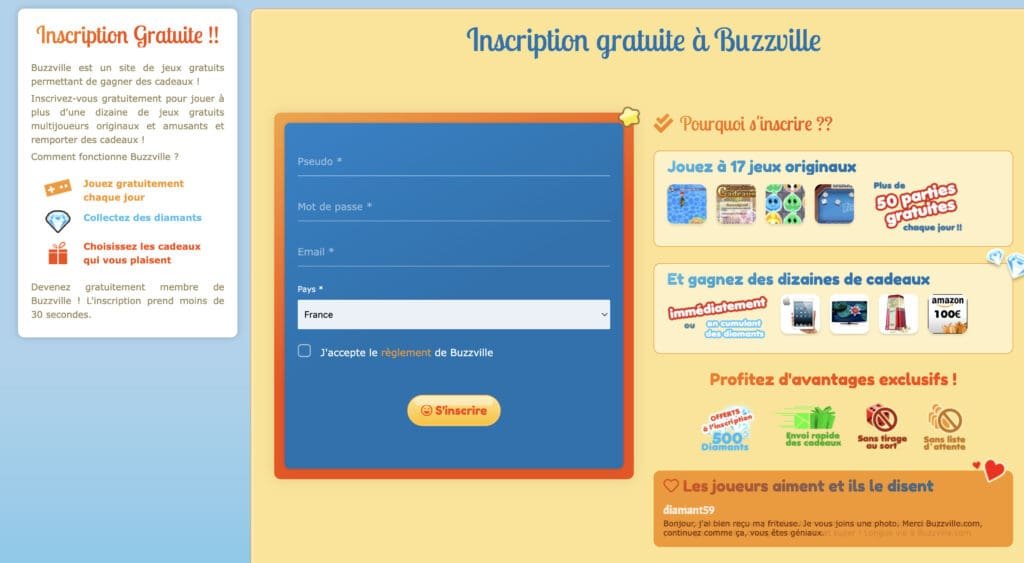 Capture d'écran, page de connexion.