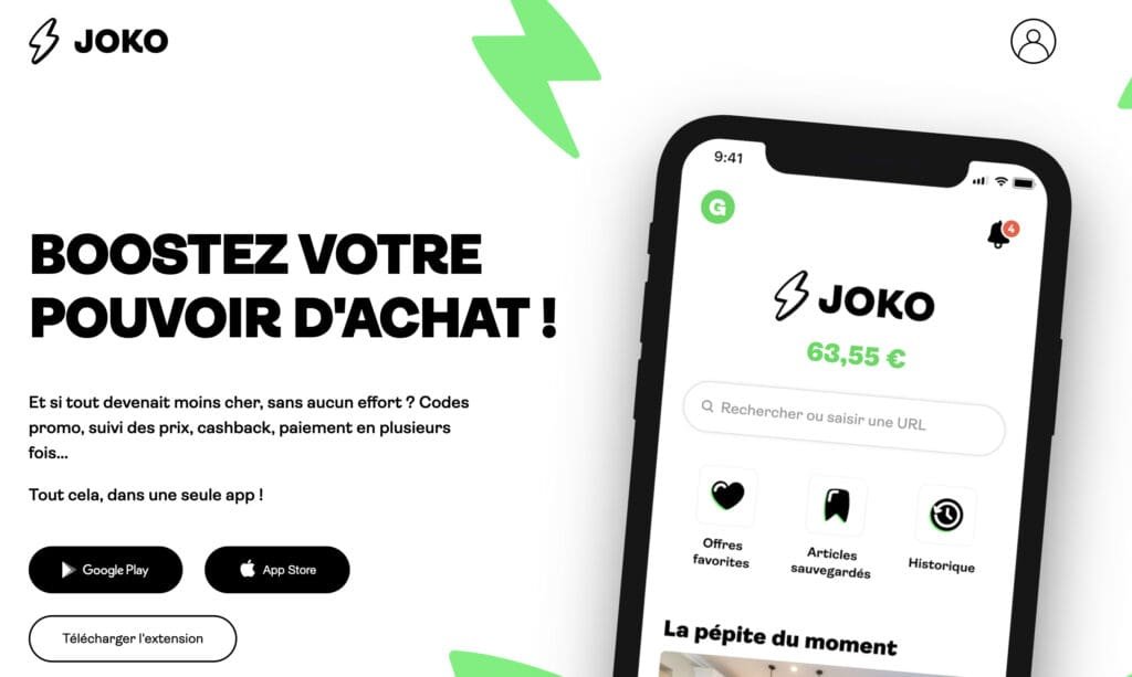 Joko - l'application qui améliore le pouvoir d'achat grâce à des avis.