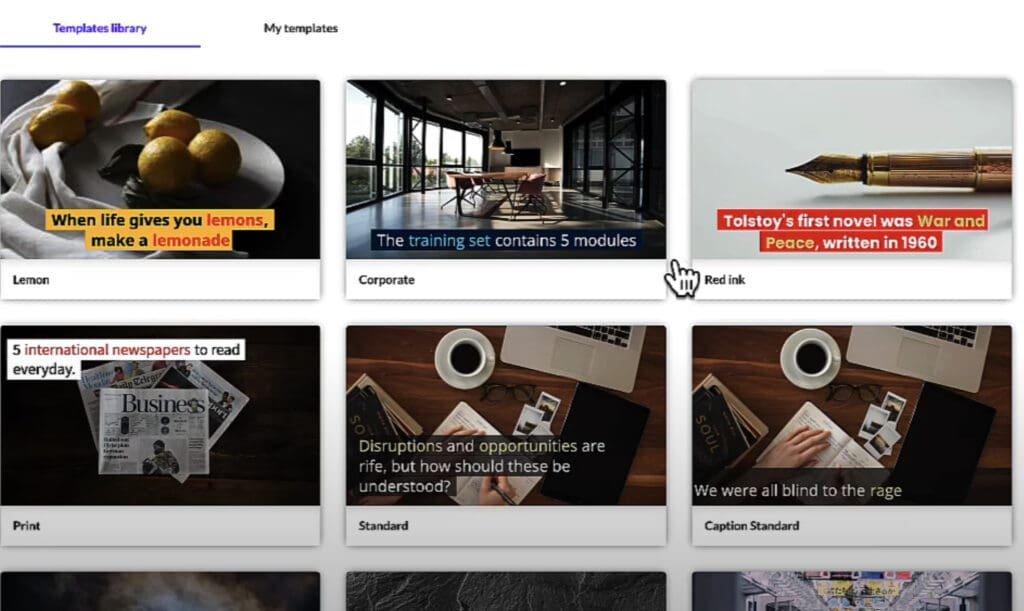 Une capture d'écran d'un site Web avec une variété d'images et de vidéos Pictory Avis.