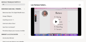 Un exemple d'un cours de la formation digital wealth academy