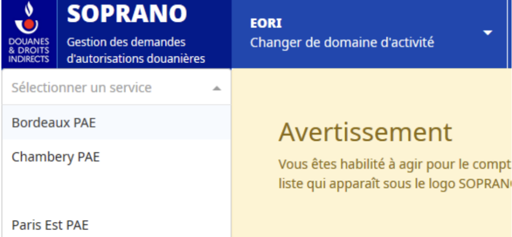 Numéro EORI : Comment obtenir ce numéro pour la tva et la douane ? 4 Interface de Soprano pour faire une demande EORI en France.