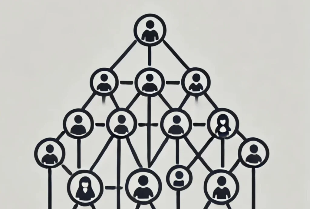 marketing de réseau et MLM : arnaque ou opportunité ? 3 Le schéma du marketing de réseau connectant vendeurs et clients.