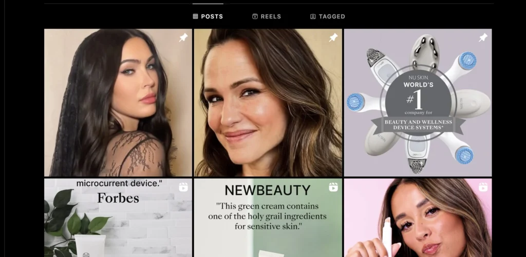 marketing de réseau et MLM : arnaque ou opportunité ? 7 Le compte Instagram de la marque NuSkin.