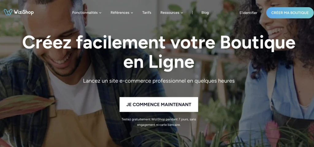 WiziShop Avis : la Plateforme e-Commerce un peu spéciale 1 Capture d'écran du site Wizishop et de son offre.