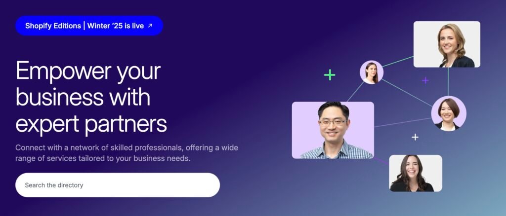 Shopify Partner : ce que c'est réellement 3 Le site Shopify Partner et son moteur de recherche pour trouver un partner.