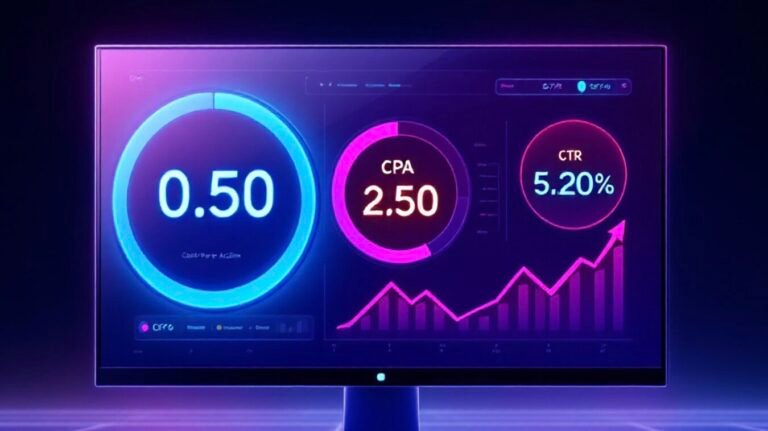 un écran avec un ctr cpa cpc affiché.