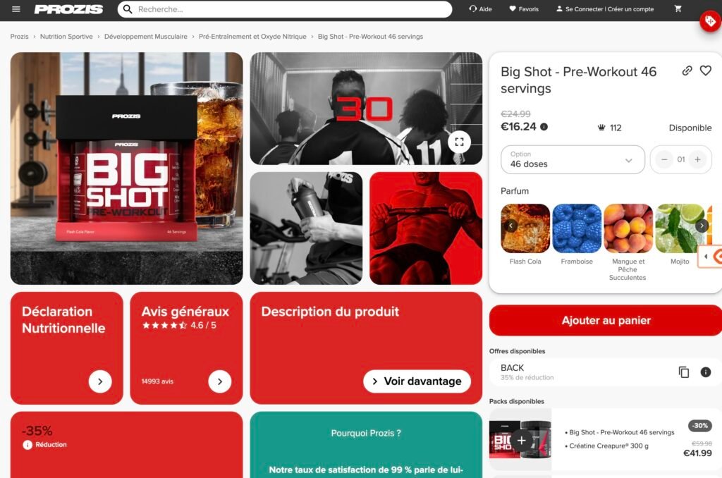 Fiche produit : le guide de la description parfaite 1 La fiche produit d'un site internet, ici Prozis.