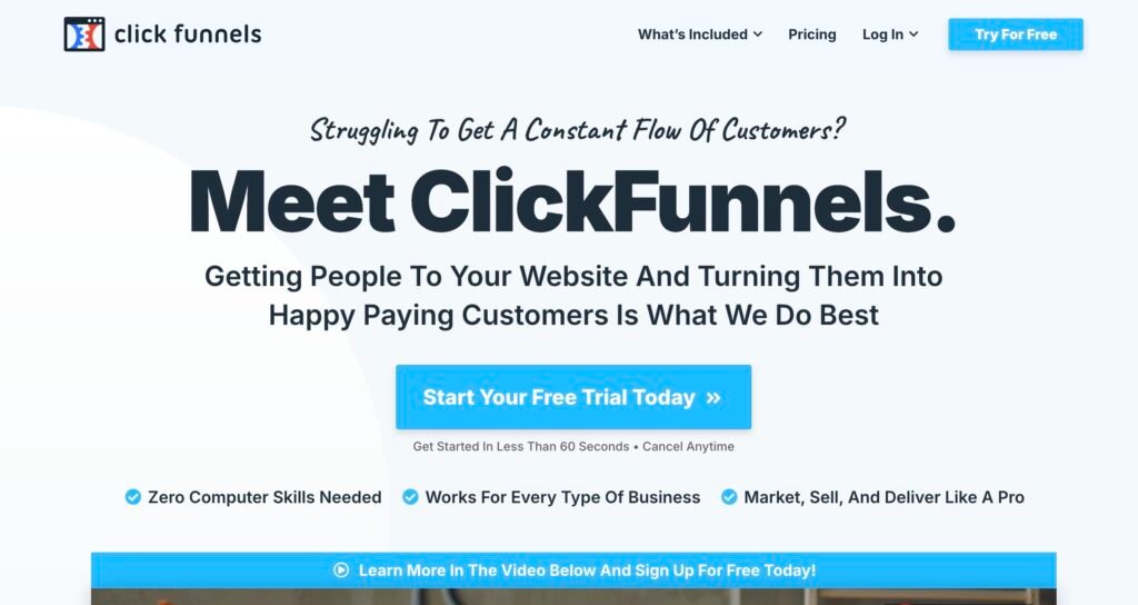 À quoi sert clickfunnels et qu'est ce que c'est ? 1 Exemple d'un site fait avec clickfunnel.