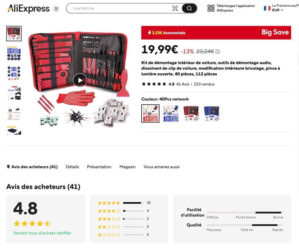 Dropshipping AliExpress : Tout ce qu’il faut savoir pour ton e-commerce 2 Un produit sur aliexpress.