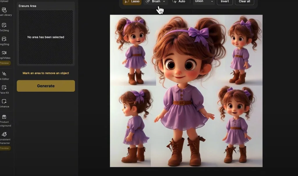 Dzine.ai avis - l'ia de génération d'image et d'animation 1 Dzine permet de générer des personnages consistants.