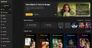 Dzine ia, l'interface