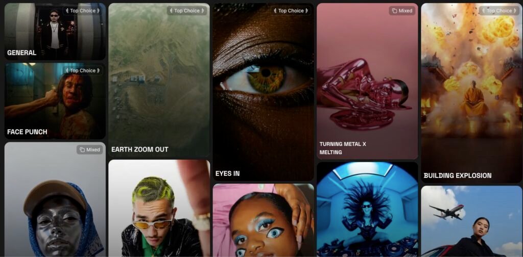 Les effets d'animations IA et VFX de Higgsfield.