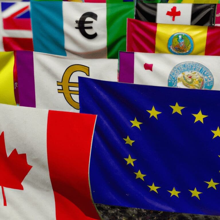 des drapeaux de pays avec des cryptomonnaies au format 16:9