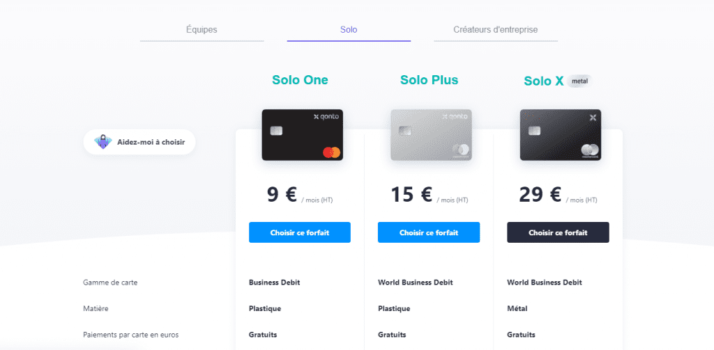 Avis Qonto : la banque en ligne pour les pro 3 Exemple des différentes cartes chez Qonto