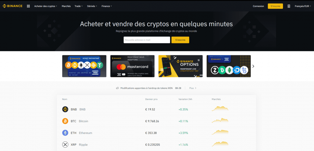 Interface de Binance expliquée en Français