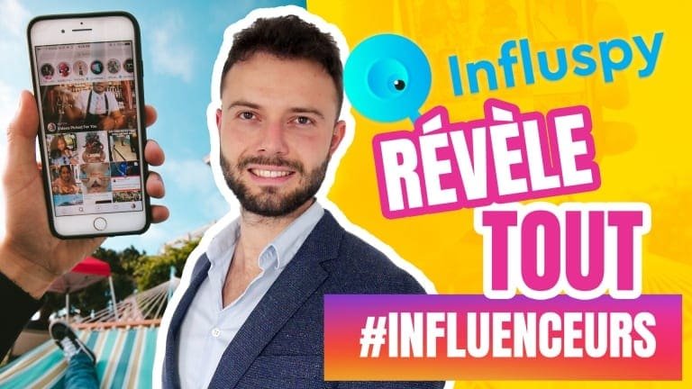 Influspy avis - Trouver des influenceurs et produits de dropshipping sur instagram 1 Influspy ou Influ spy, un dropshipper donne son avis sur l'outil pour trouver des influenceurs instagram sur fond jaune.